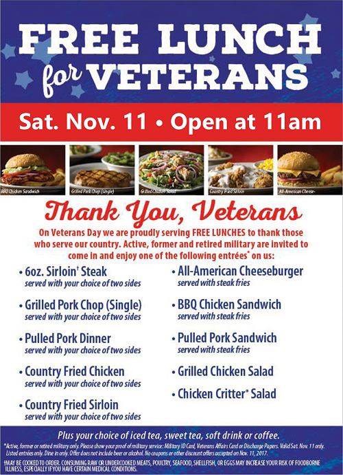Texas Roadhouse is Honoring the Military Community this Veterans Day